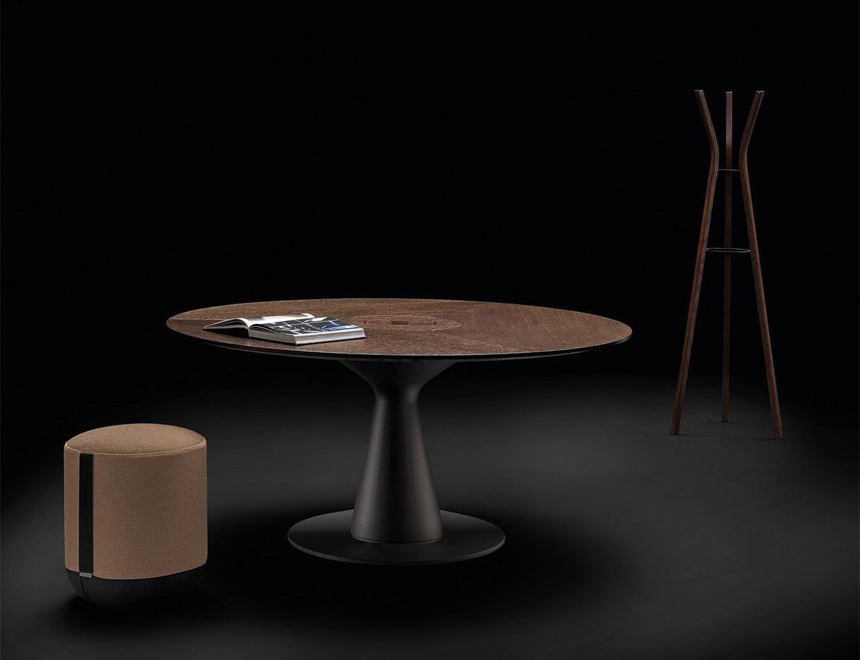 Table de réunion ronde plateau bois et pied métal, gamme Vettore round - France Bureau